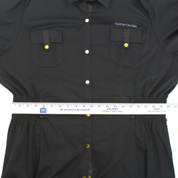 NWT Coogi Black Dress SZ 3X Y2K Hip Hop Cotton Puff Sleeve Snap Front Rhinestone - Picture 8 of 16